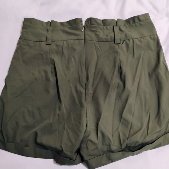 Olive High Waist Women's Shorts - Picture 4 of 10
